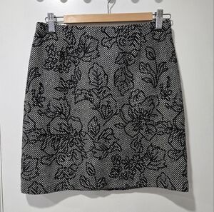 Joe Fresh Grey Floral Wool Skirt